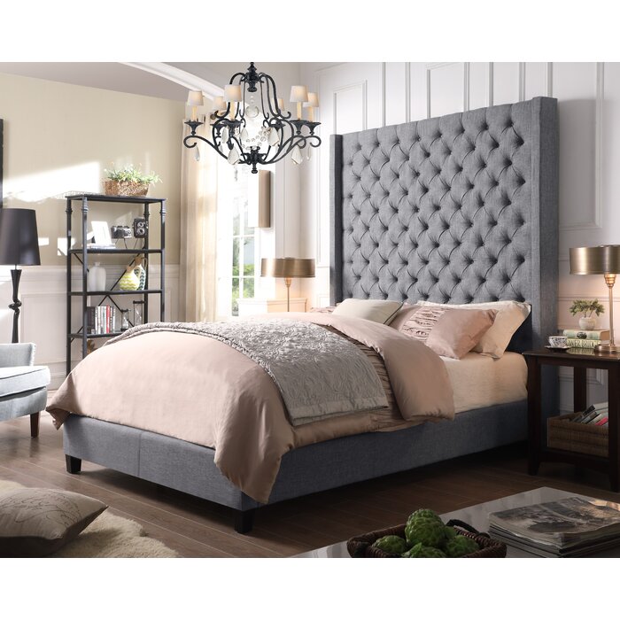 iNSTANT HOME Antonio Wingback Tufted High Headboard Upholstered